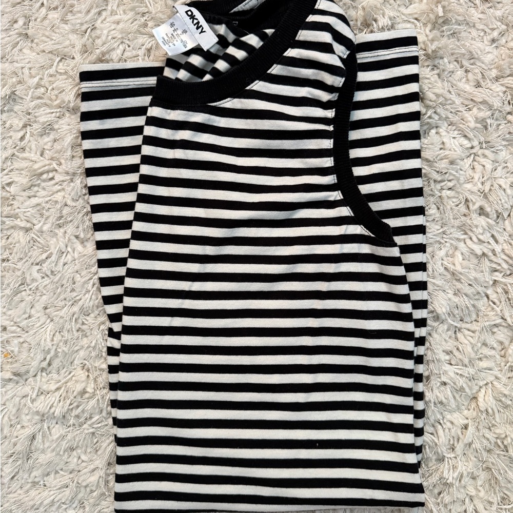 DKNY Monochrome Striped Sleeveless dress